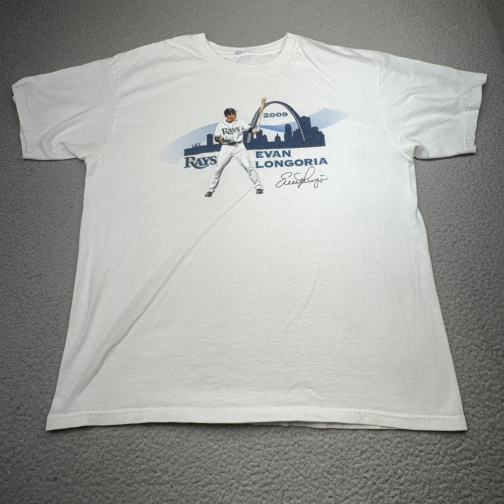 Tampa Bay Rays Shirt Mens Large White MLB Baseball Evan Longoria 2009 Anvil Tee